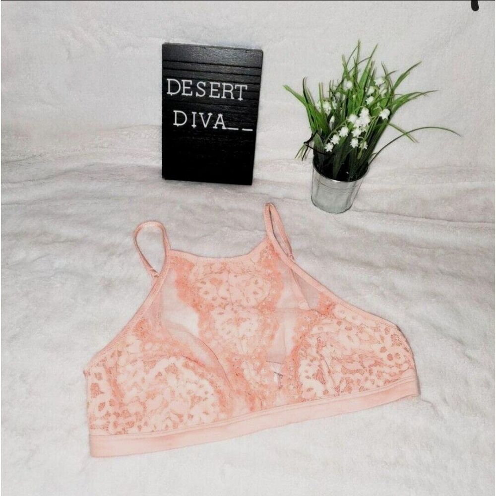 Victoria's Secret Womens Top Peach M  Lace Bralette Racerback